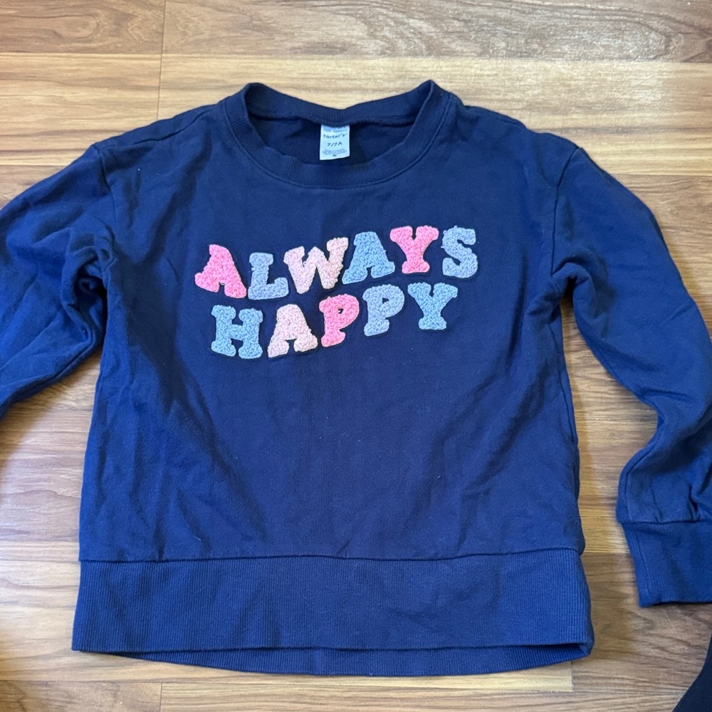 Carter's Navy Sweatshirt with Colorful 'Always Happy' Design